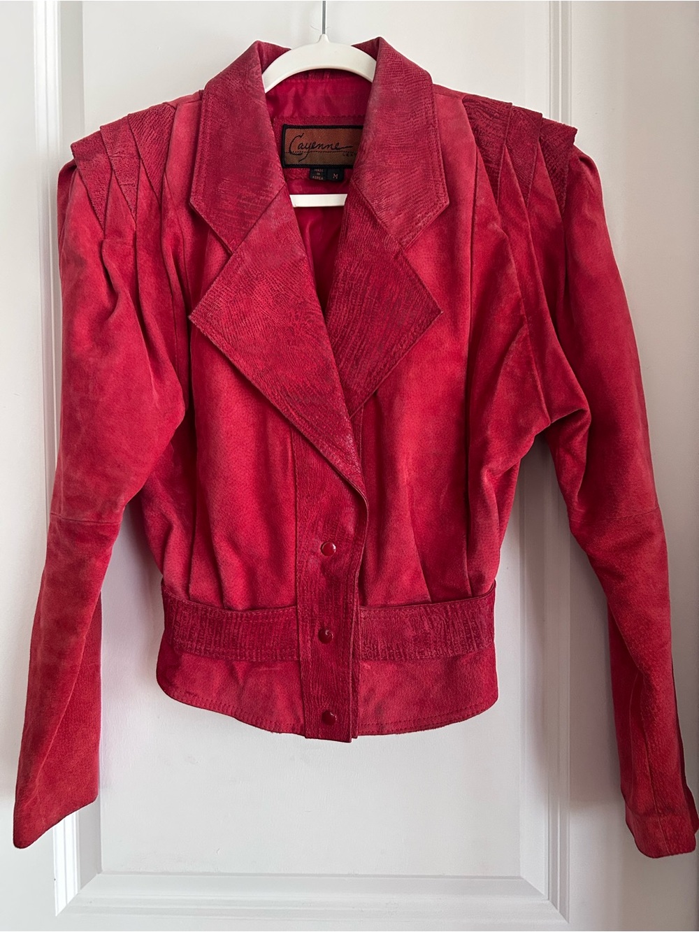 Cavonne Red Suede Structured Blazer Jacket